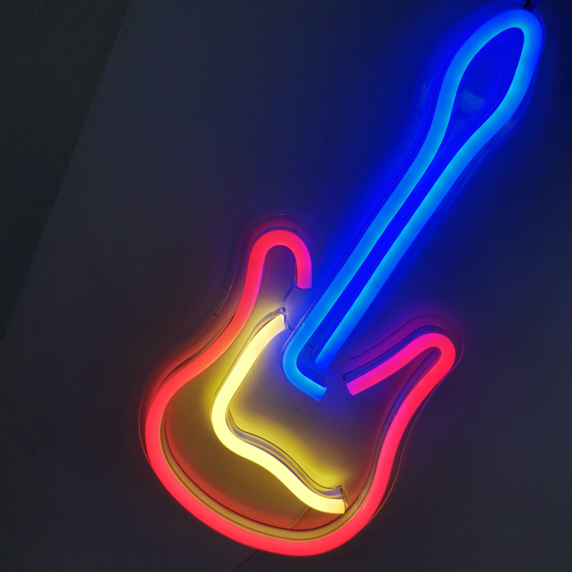 Ulalaza Neon Light Sign LED Guitar Night Lights USB Operated Decorative Marquee Sign Bar Pub Store Club Garage Home Party Decor