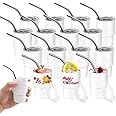 YOUKE OLA 16 Pack Sublimation Shot Glasses Tumblers Blanks Stainless Steel Double Wall Mini Tumbler With Keychain Cute Shot Glasses Set Bulk For Sublimation Oven Printing, White 3oz - View #7