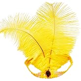XKTEI 2pcs Sequins Feather Headpiece,1920s Flapper Headband,Mardi Gras Carnival Party Headwear Costume Accessory Women Headdress (Yellow)