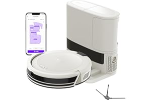 Shark Navigator Robot Vacuum with Bagless 30-Day Capacity Self-Empty Base, Powerful Suction, SmartPath Navigation, Self-Cleaning Brushroll, for Carpets & Hard Floors, White, AV2110S