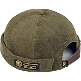 XYIYI Men Corduroy Brimless Hats Docker Cap Sailor Cap Worker Hat Rolled Cuff Retro Beanie Hat