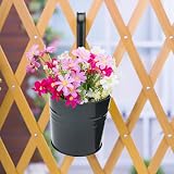 KINGLAKE 10Pcs 10cm Metal Hanging Plant Pots with Detachable Hook Black Garden view 5