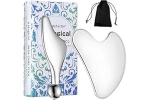 BEAUTYFACTOR Stainless Steel Gua Sha Facial Tools Guasha for Face Metal Gua Sha Tighten Skin Massage,Guasha Beauty Tool Manual Massage Sticks for Jawline Sculpting,Puffiness Reducing and Body Massager