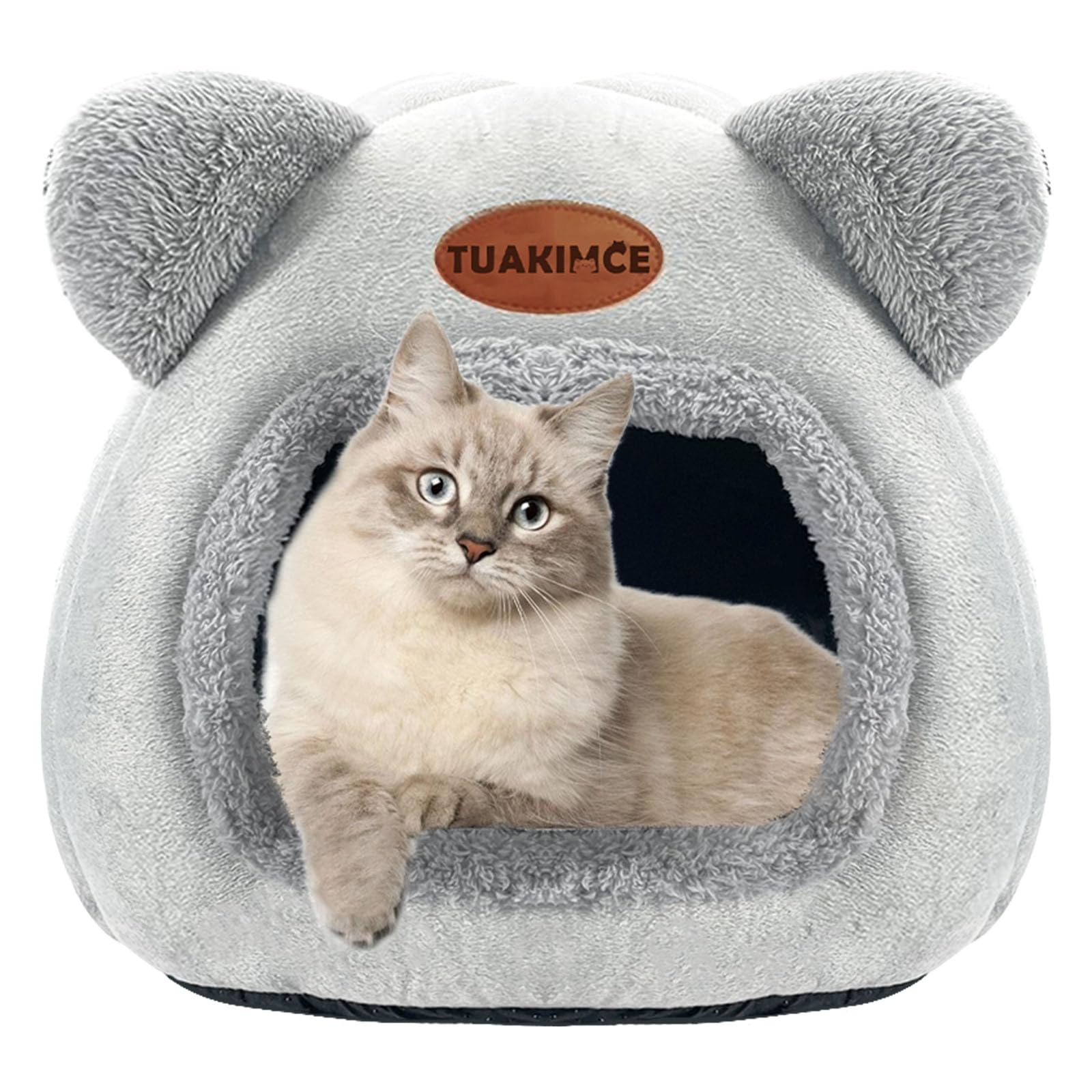 TUAKIMCE Cat Beds for Indoor Cats, Cat Cave Bed Igloo, Cat Bed Tent House with Removable Washable Pillow Cushion, Super Soft Calming Fluffy Kitten Bed Sofa Mats Foldable Portable Pet Bed