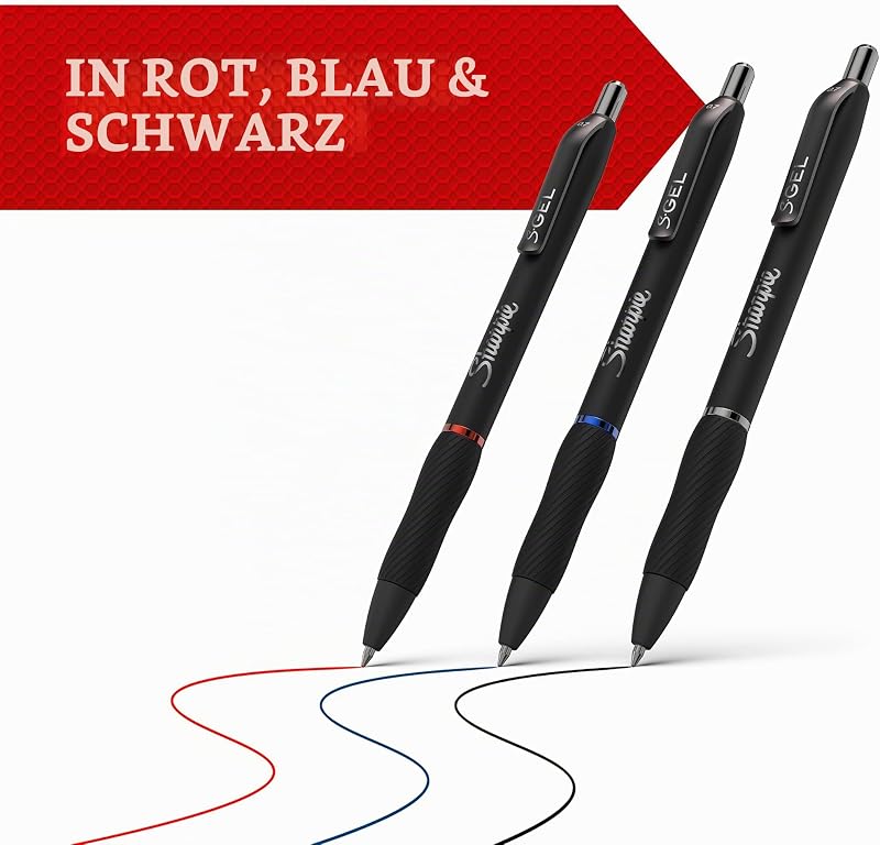 S-Gel Gelstifte | mittlere Spitze (0,7 mm) | Gelschreiber mit schwarzer Tinte | 12 Stück