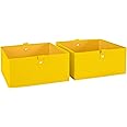 RiverRidge Kids 2pc Folding Storage Bins Set - 10.5” Bin Organizer with Handles - Yellow Closet Organizers & Storage for Toys, Games, Shoes - Foldable Cube Storage Organizer Bins for Playroom, Nursery