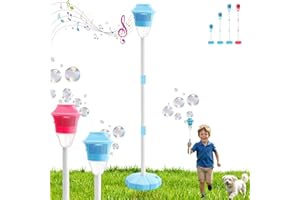 Automatic Bubble Machine with Stand, Rechargeable LED Bubble Maker Lamp Post, Height Adjustable Outdoor Bubble Effect Machine
