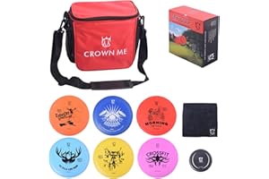 CROWN ME Disc Golf Starter Set,Disc Golf Set with 6 Discs, 1 Marker,1 Towel and Starter Disc Golf Bag Fairway Driver