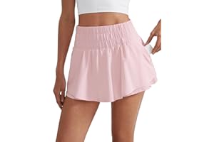 CRZ YOGA Ruffle Skirt Overlay Athletic Shorts for Women - High Waisted Flowy for Workout Running Tennis with Zip Pocket
