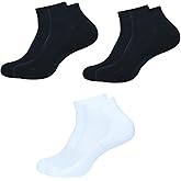 CRAFTS STUDIO USA Men's Ankle Socks, Pack of 3, Color - 1 White, 2 Black, Size - 6 to 9