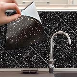 WALPLUS Glitter Black Tile Stickers 15x15cm Peel & Stick 24 pcs view 2