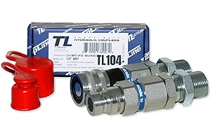 TL Topline Hydraulic Quick Connect Coupler | 3/4" ORFS Flat Face | 1/2" Body Size | ISO 16028 | Heavy-Duty Coupling Set with Dust Caps for Bobcat Bulkhead for Skid Steer Loaders | Model TL104