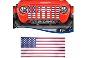 XPHAZZ Front Mesh Grill Inserts Compatible with 2018-2025 Jeep Wrangler JL & Gladiator JT, Heavy-Duty American Flag Design (Red, 2018+ JL JT)