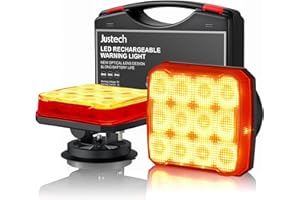 Justech 2 PCS Wireless Magnetic Strobe Light, 12 LEDs Rechargeable Flashing Warning Safety Lights, 18 Flash Modes IP65 Waterp