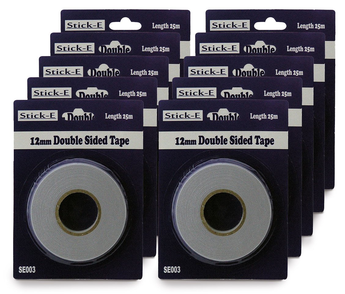 Stick-E Double Sided Tape 12mm x 25m (10 ROLLS)