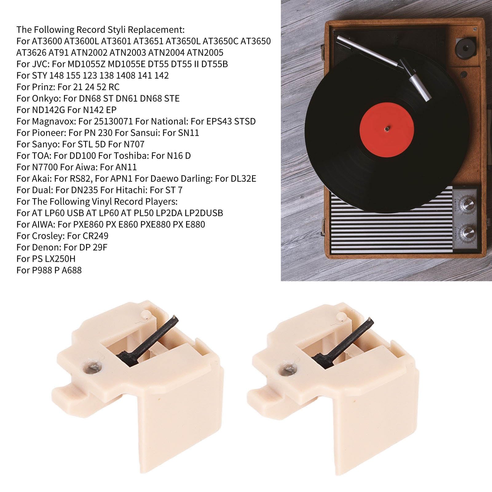 レコードプレーヤーニードル LP60 at PL300 LP60XBT USB LP蓄音機レコードプレーヤースタイラス クリーニングブラシ付き オーディオテクニカ用