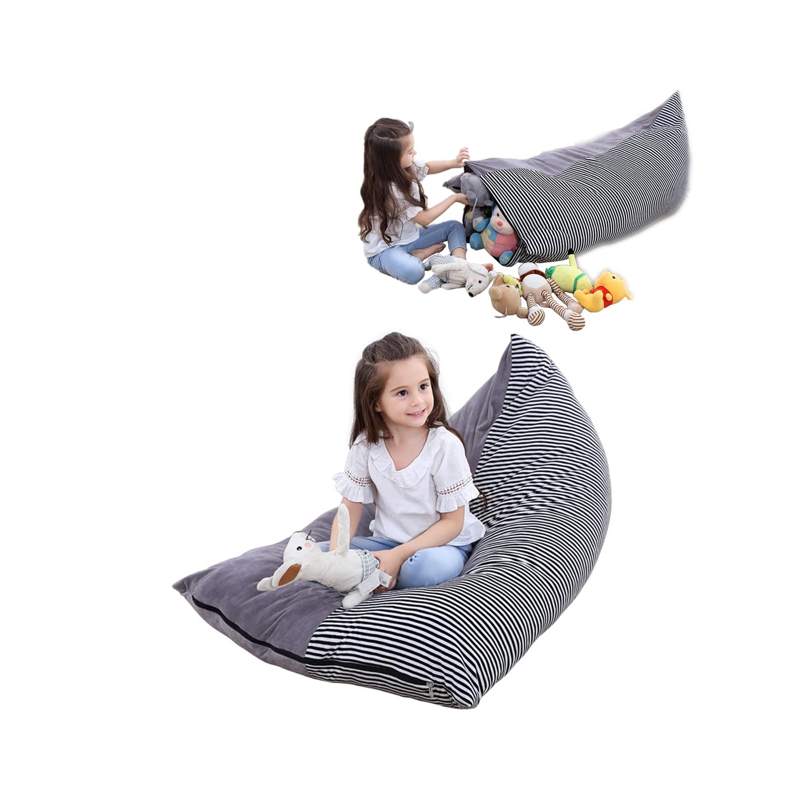 KOLACEN Stuffed Animal Toy Bean Bag Cover Soft Toy Storage Bean Bags Without Filling Kids Sofa Children's Bean Bags Adult Foldable Chair Bean Bag Cover Beanbags for Kids Children Large Capacity 250L