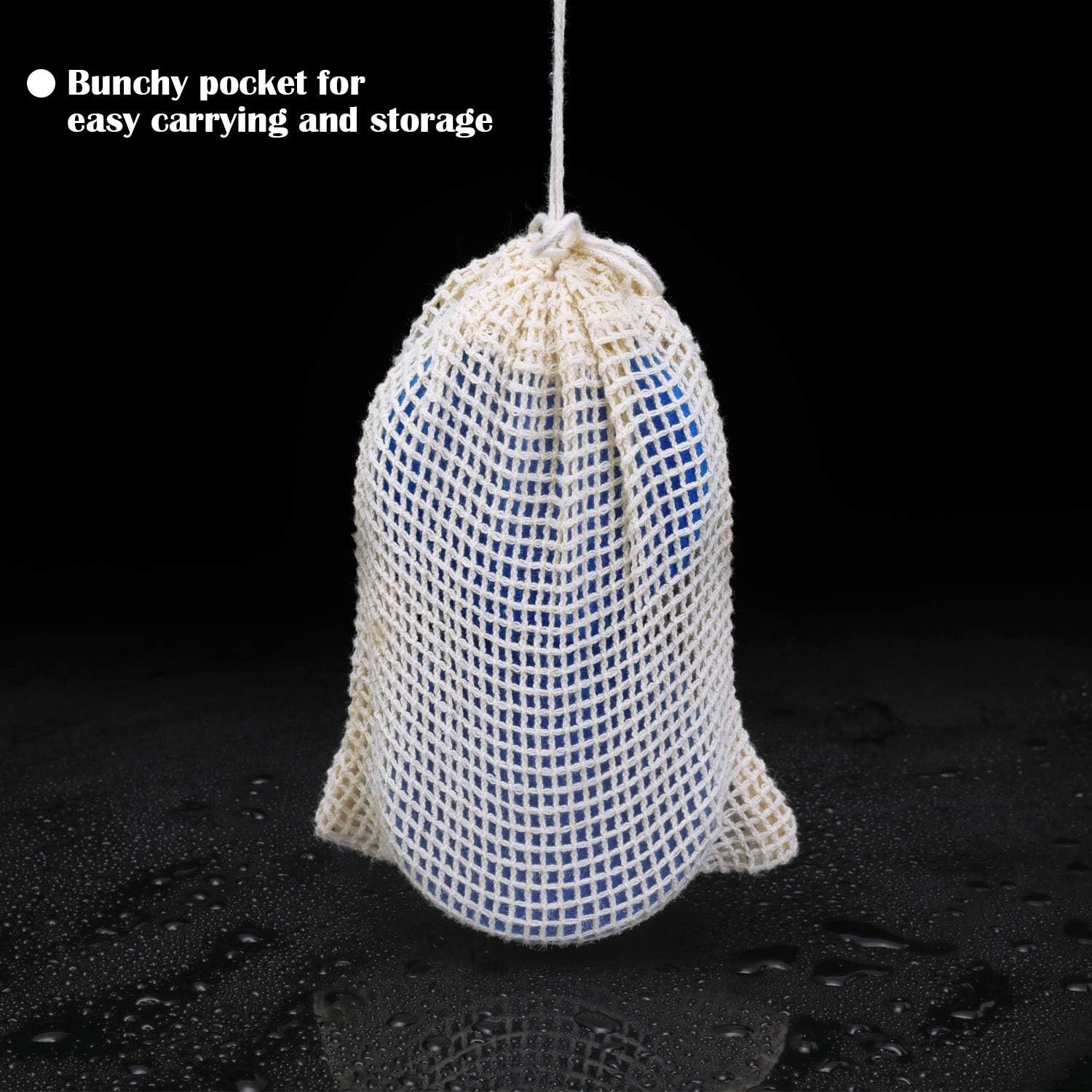 6 Pieces Paint Sponge Applicator Blue Detail Sponge Circular Painting Sponges with 3 Pieces Mesh Storage Bags Hang Dry Bags for Craft Projects