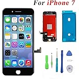 QTlier Screen Replacement for iPhone 7 LCD Display and Touch Screen Digitizer Replacement Full Assembly with Repair Tool Kit(Black, 4.7Inch, for iPhone 7)