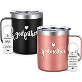 LiqCool Godparents Proposal Gift, Godmother & Godfather Mug Set, God Parents Presents Proposal, Christmas Godparents Gifts from Godchild, Gifts for Godmother Godfather, 12 Oz Black & Rose Gold