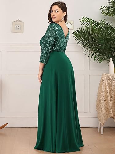 Ever-Pretty Women's Plus Size Chiffon Formal Evening Dresses for Curvy  Women Sequin Gala Cocktail Dress Dark Green US14 in Dubai - UAE | Whizz  Formal