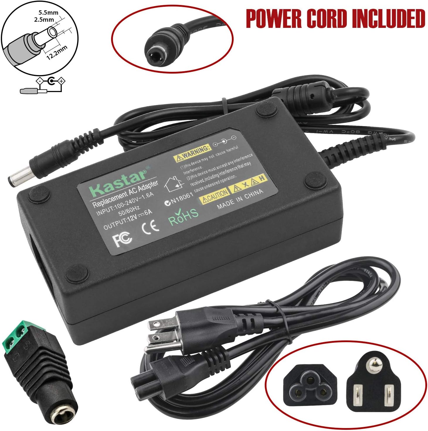 12v 6a Adapter Power Supply for LCD Monitor with Power Cord Amazon.ca