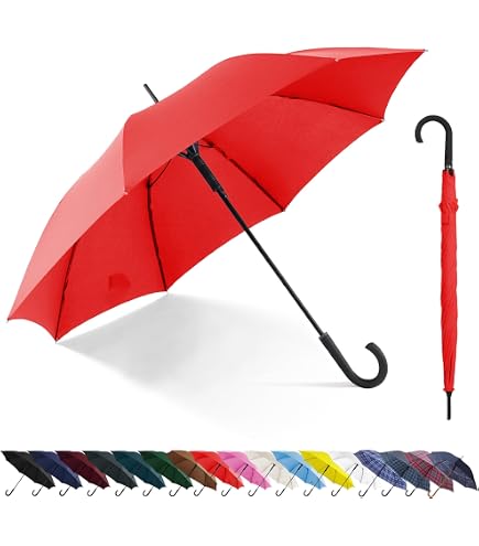 Amazon.com: RUMBRELLA Red UV Stick Umbrella Auto Open UPF 50+ with