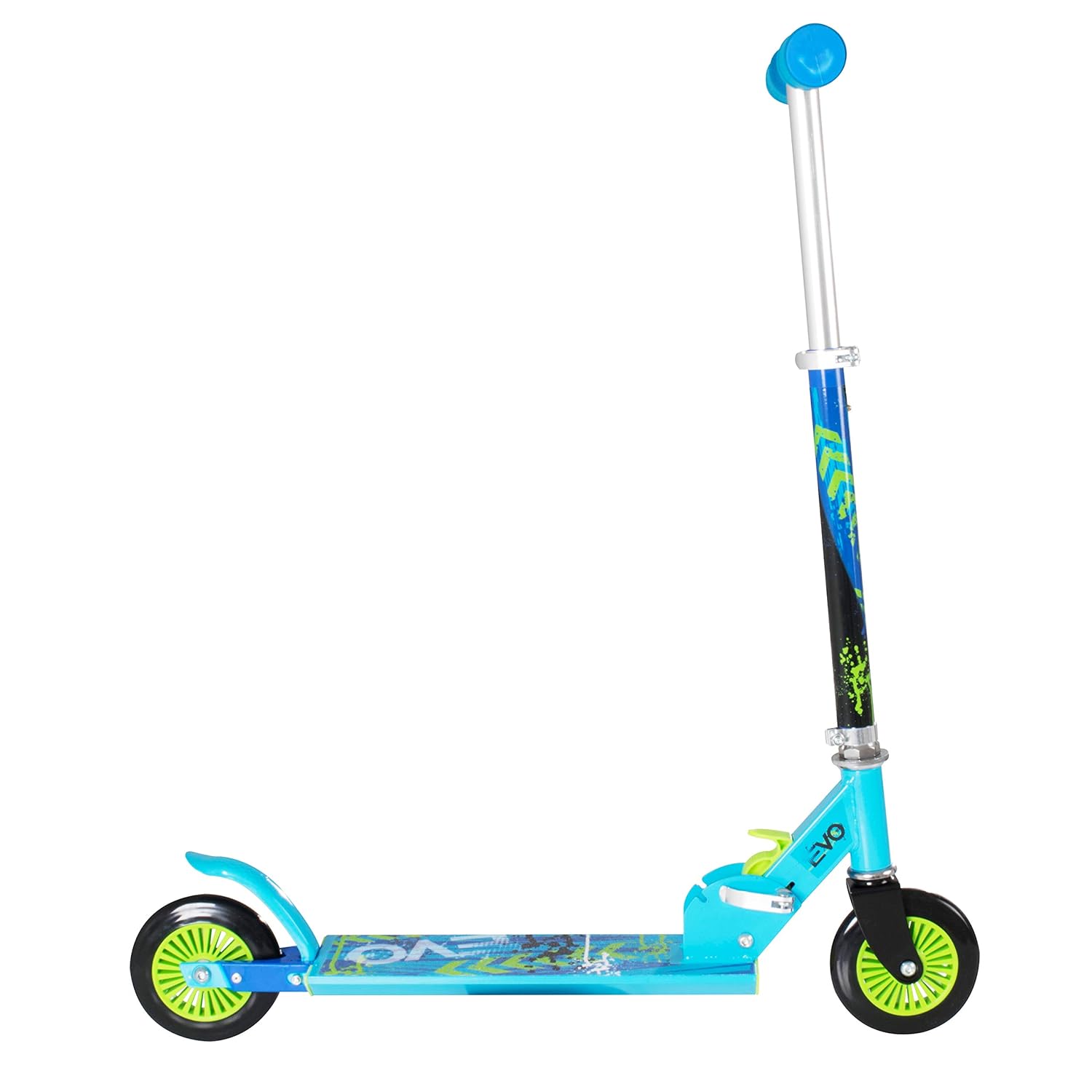 EVO Blue Folding Inline Scooter Kids 2Wheel Scooter Perfect For Boys