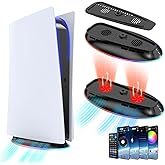 BIFONODKR Cooling Fan Base Stand for PS5/PS5 Slim/PS5 Pro 2 Speed Fans Cooling Station with Control&RGB Light DIY Decoration Game Console Cool Fan Accessories (Black)