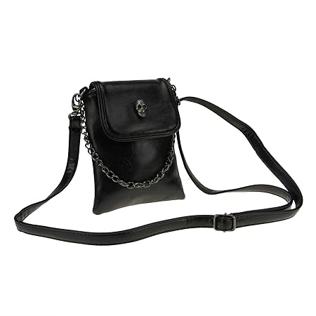 Umhängetasche, Damen Mini Schultertasche Damentasche Handtasche Handytasche aus PU leder mit Totenkopf