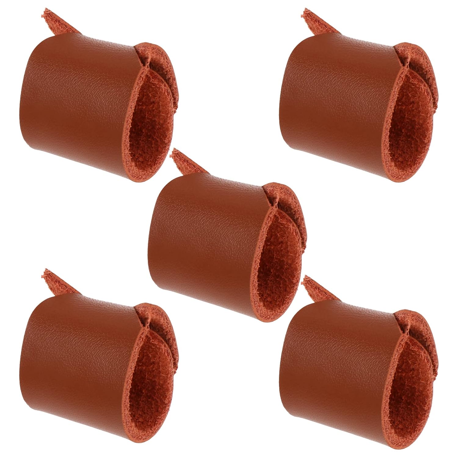 HEALLILY 5pcs Leather Cable Straps Handmade Leather Cord Organizer