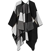 Women Shawl Wrap Poncho Cape Oversized Cardigan Open Front Coat Warm Scarf for Fall Winter