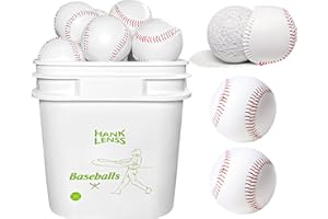 HANKLENSS Bucket of Baseballs - 12/24 Pack Standard Size Adult Training Balls for Pitching, Hitting, Fielding - Unmarked & Leather Covered Practice Baseballs - Perfect for Youth Baseball