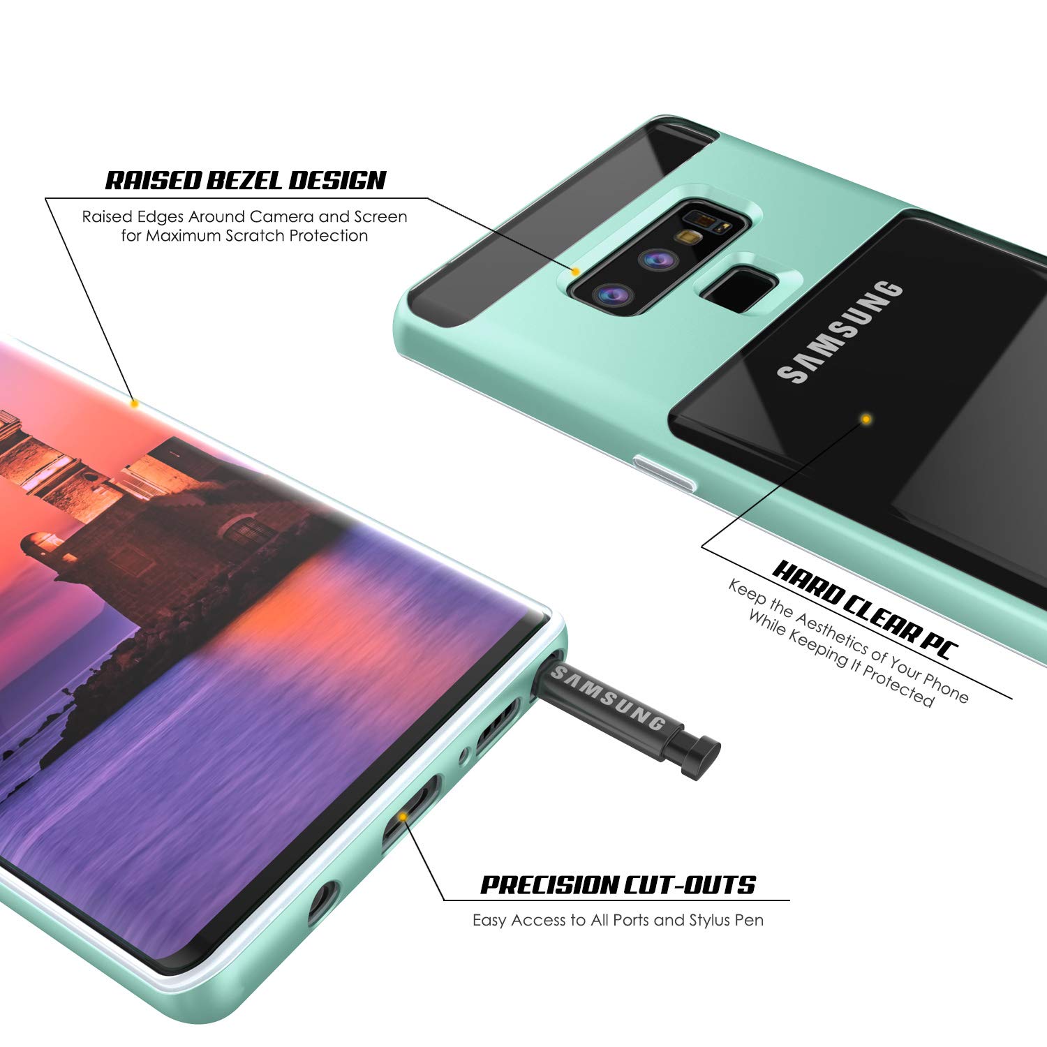 Galaxy Note 9 Case, PUNKcase [Lucid 3.0 Series] [Slim Fit] [Clear Back] Armor Cover w/Integrated Kickstand, Anti-Shock System & PUNKSHIELD Screen Protector for Samsung Galaxy Note 9 [Teal]