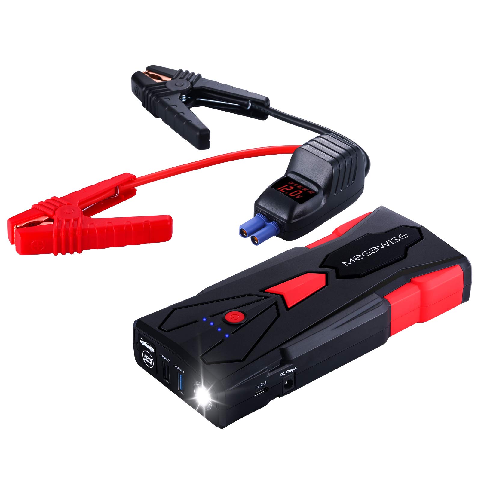 MEGAWISE 1500A Peak 16800mAh Car Battery Jump Starter Booster (up to 7L Gas or 5L Diesel Engines), 12V Portable Power with Dual USB Outputs & Flashlight 2023 Upgraded Extremely Safe