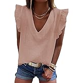 Dokotoo Womens 2026 Cute V Neck Ruffle Sleeveless Shirts Elegant Tank Tops Blouses