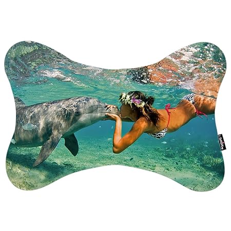 I Famuray Dog Bone Shape Car Neck Pillow Cushion Bikini Dolphin