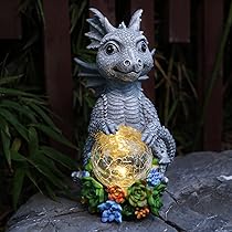 LCKFTY Solar Garden Statue Dragon Figurine with 7-Color Changing