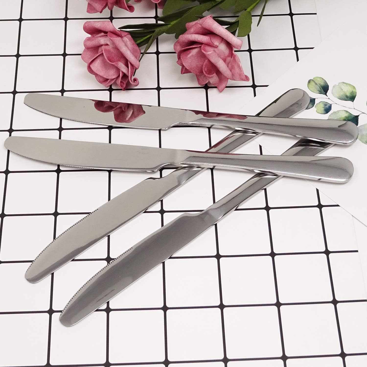 Honbay 4PCS Stainless Steel Dinner Knives for Home and Restaurant: Kitchen & Dining