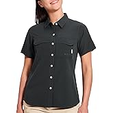 Haimont Women's UPF 50+ Sun Protection Button Down Fishing Hiking Travel Shirts Short Sleeve Quick Dry Shirt with Pockets