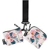 Around Wristlet keychain Wallet for Women Dual Pouch Portable Detachable Coin Purse Mini Women Small Pocket(white)