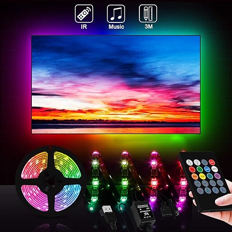 zorara led tv backlight led strip usb 3m with remote control rgb led tv lighting for 46 65 inch hdtv pc screen led strip tv ip65 waterproof music light amazon de kuche haushalt