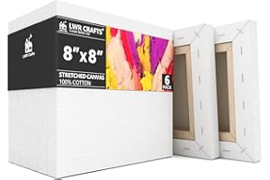 LWR CRAFTS Stretched Canvas 8" X 8" Pack of 6