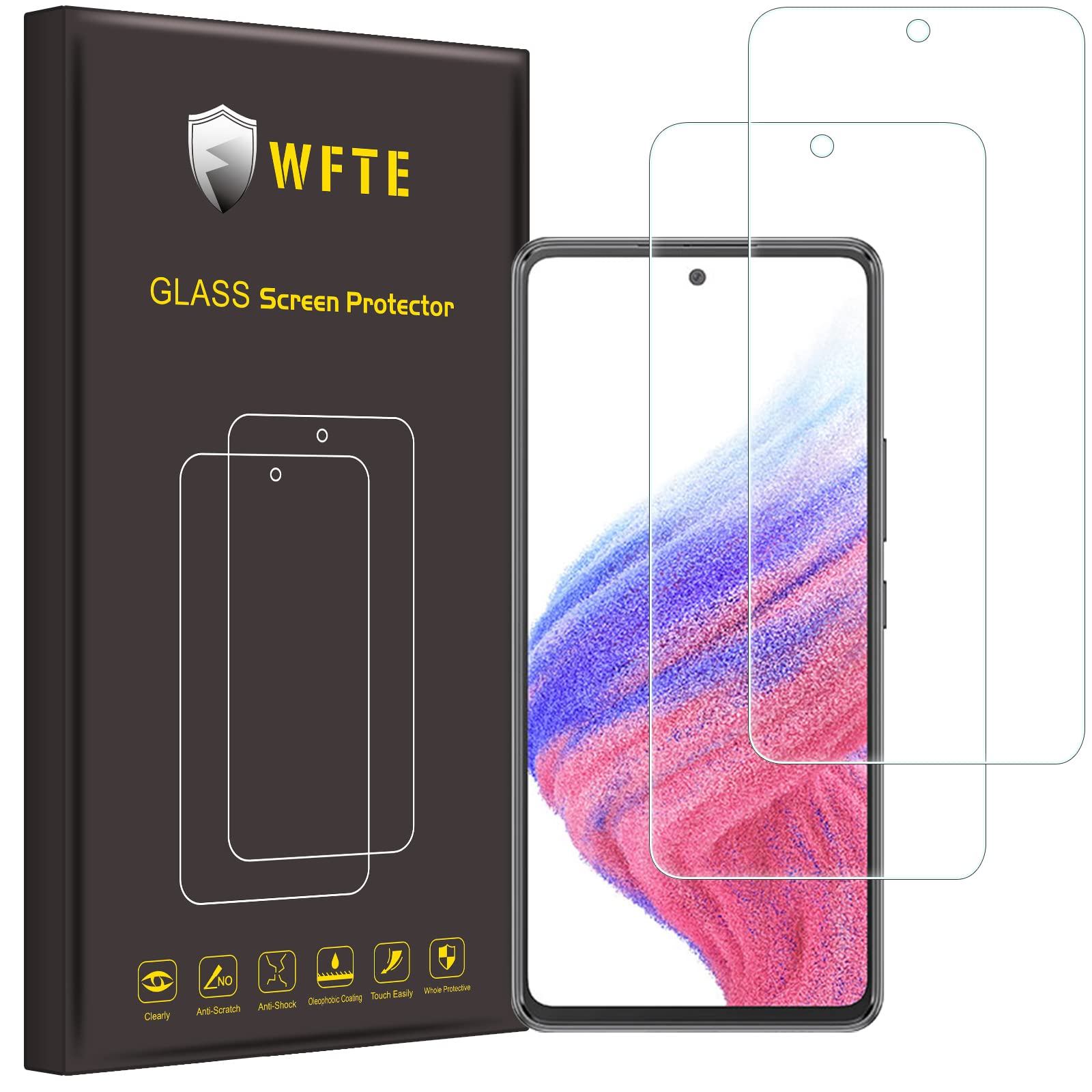 WFTE [2-Pack Screen Protector for Samsung Galaxy A53/A52s 5G/Samsung A52,Anti-Scratch,High Transparency,Anti-fingerprint, Premium Tempered Glass Screen Protector For Samsung Galaxy A52s…