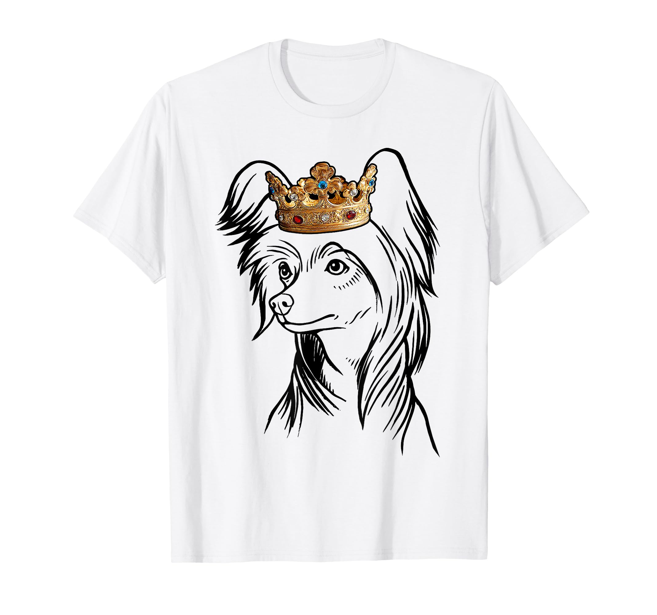 Chinese Crested Dog Wearing Crown T-Shirt