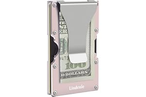 Lindenle Minimalist Wallet Small Card Holder Slim Front Pocket Wallet RFID Blocking Money Clip Women Men (Rose Gold)