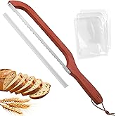 cyrico Bread Knife, 15.7" Bread Slicer for Homemade Sourdough Baguettes Bagels, Premium Stainless Steel Sourdough Knife for Slicing, Ultra-Sharp Bow Loaf Cutter Serrated Slicer Saw with Wooden Handle