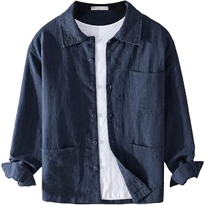 Mens Lightweight Jackets Mens Linen Shirt Jacket Shacket Casual Cotton Casual Lightweight Jacket 2026