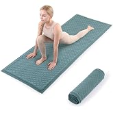 MABOZOO Cotton Yoga Mat, Non-Slip Breathable Yoga Rug for Man and Woman, Washable Foldable Exercise Mat for Meditation, Pilates, Indoor Outdoor Fitness