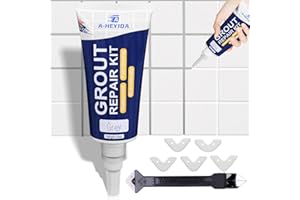 A-HEYIDA Grey Grout Paint Repair Kit - 180g Tile Grout Fill Tube & Silicone Grout Removal Tool for Bathroom, Kitchen Porcelain Floor Tile Seam Lines, Gaps, Repair, Renew, Fill, Grout Sealer (1PCS)